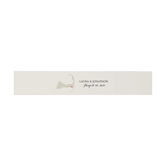 Harwich Cape Cod Map mit Herz | Hochzeit Einladungsbanderole (Flach)
