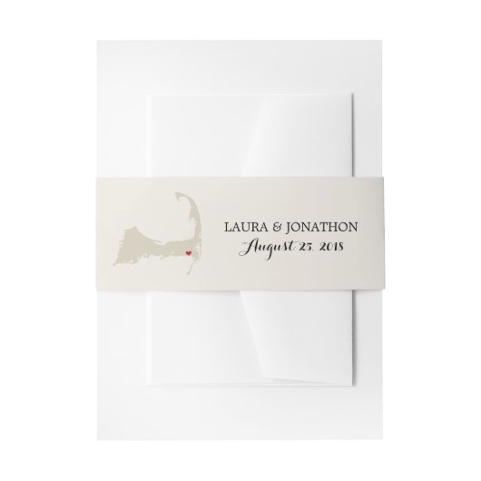 Harwich Cape Cod Map mit Herz | Hochzeit Einladungsbanderole (Vorderseite Beispiel)