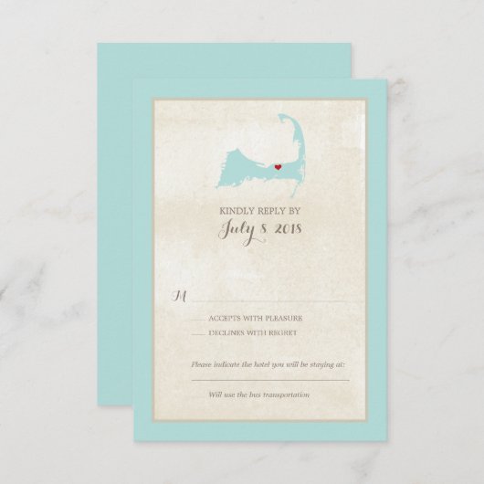 Harwich Cape Cod Map | RSVP-Menü Hochzeiten RSVP Karte (Vorne/Hinten)