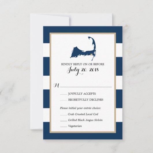 Harwich Cape Cod mit Herz | RSVP-Menü Hochzeiten RSVP Karte (Vorderseite)