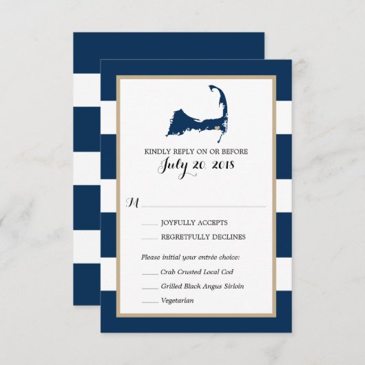 Harwich Cape Cod mit Herz | RSVP-Menü Hochzeiten RSVP Karte (Vorne/Hinten)