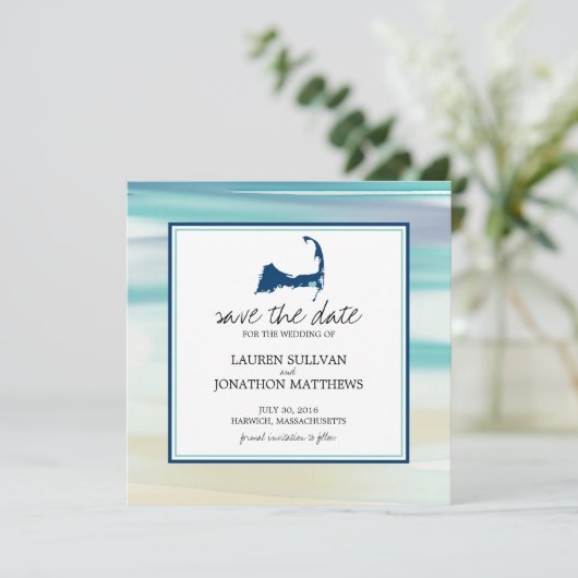 Harwich Cape Cod Ocean Wasserfarbe Save the Date (Stehend Vorderseite)