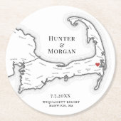 Harwich MA Wequassett Resort Cape Cod Wedding Runder Pappuntersetzer (Vorderseite)