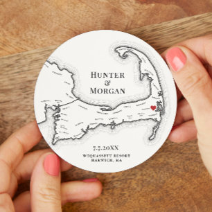 Harwich MA Wequassett Resort Cape Cod Wedding Runder Pappuntersetzer