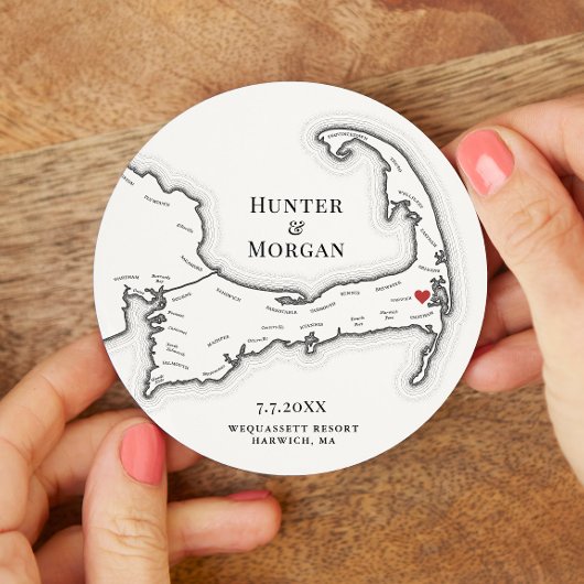 Harwich MA Wequassett Resort Cape Cod Wedding Runder Pappuntersetzer