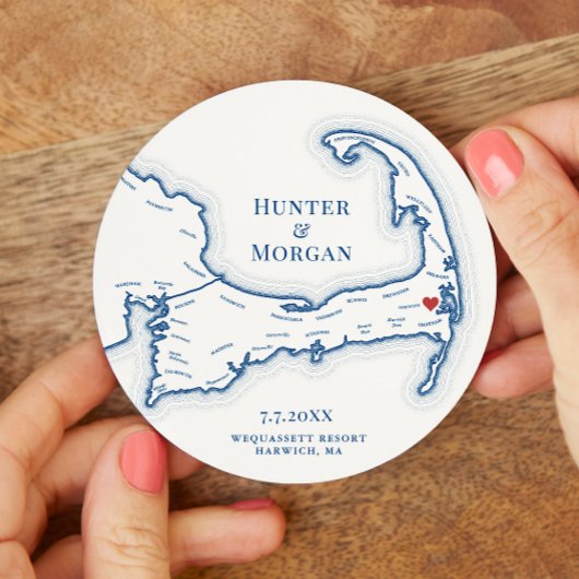 Harwich MA Wequassett Resort Cape Cod Wedding Runder Pappuntersetzer