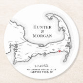 Harwich Port MA Wychmere Beach Club Wedding Runder Pappuntersetzer (Vorderseite)