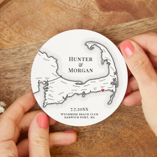 Harwich Port MA Wychmere Beach Club Wedding Runder Pappuntersetzer