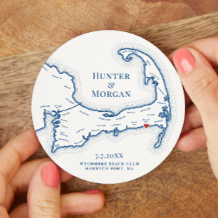 Harwich Port MA Wychmere Beach Club Wedding Runder Pappuntersetzer