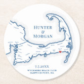 Harwich Port MA Wychmere Beach Club Wedding Runder Pappuntersetzer (Vorderseite)