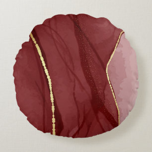 Harzkunst, dunkelroter Marsala-Abstrakter Hintergr Rundes Kissen
