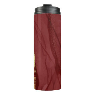 Harzkunst, dunkelroter Marsala-Abstrakter Hintergr Thermosbecher
