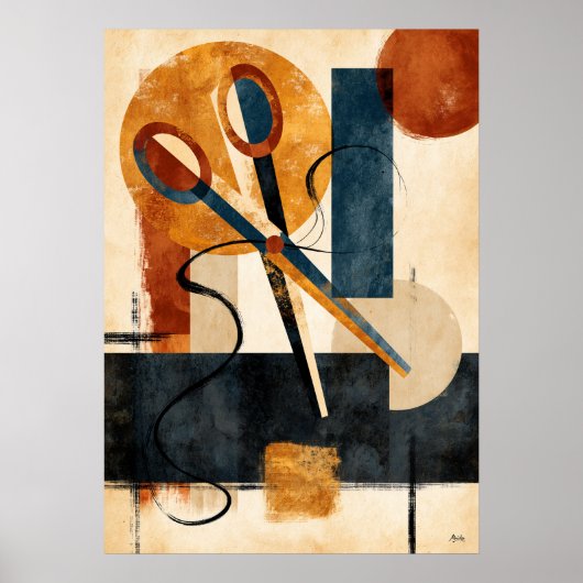 Hasami Thread Rhythm Japanische Geometrische Scher Poster (Vorne)