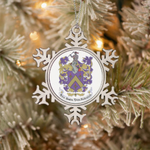 Hasbrouck-Wappen-Weihnachtsbaumanhänger Schneeflocken Zinn-Ornament