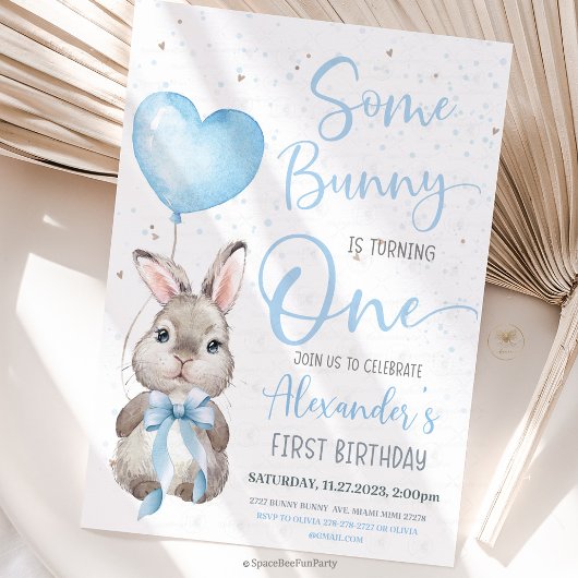 Häschen 1. Geburtstag Junge  Einladung