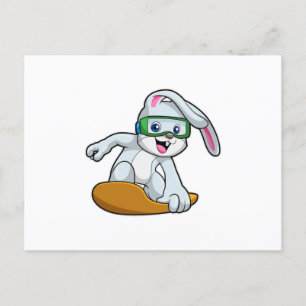 Häschen als Snowboarder mit Snowboard Postkarte