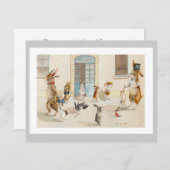 Häschen an der Schule - niedliche Ostern-Party Einladung (Vorne/Hinten)