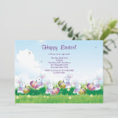 Häschen an Spiel-Ostern-Einladung Einladung (Stehend Vorderseite)
