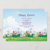 Häschen an Spiel-Ostern-Einladung Einladung (Vorne/Hinten)