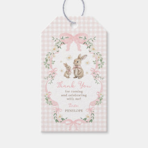 Häschen-Baby-Mädchen-Party Dankeschön mit rosa Sch Geschenkanhänger