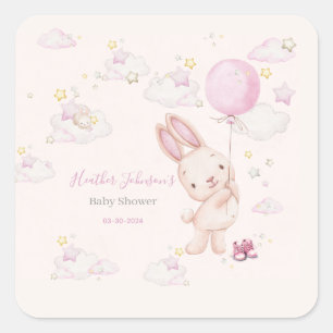 Häschen-Baby-Party Mädchen Quadratischer Aufkleber
