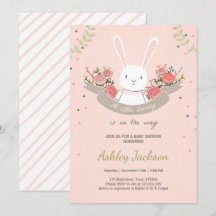 Häschen-Babypartyeinladung Kaninchen-Frühling mit