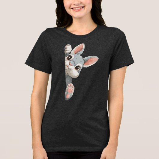 Häschen beobachtet dich Tri-Blend shirt (Vorderseite)