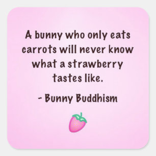 Häschen-Buddhismus "Geschmack einer Erdbeere" Quadratischer Aufkleber