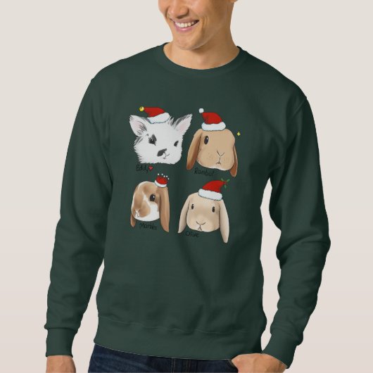 Häschen-Bündel-Weihnachtsstrickjacke Sweatshirt (Vorderseite)