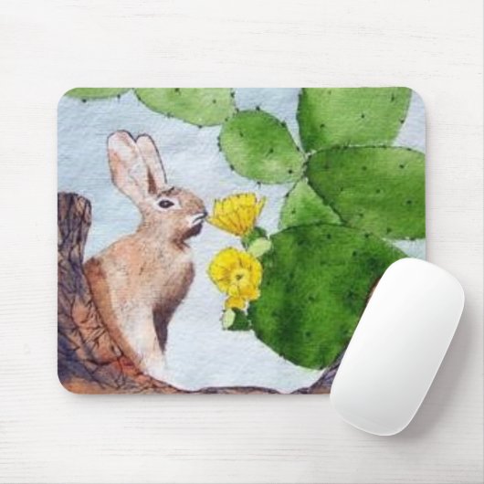 Häschen, das durch Kaktus späht Mousepad (Mit Mouse)