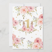 Häschen-Doppelmädchen-1. Geburtstags-Einladung Einladung (Rückseite)