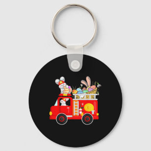 Häschen fährt auf Feuerwehrauto Ostertag Feuerwehr Schlüsselanhänger