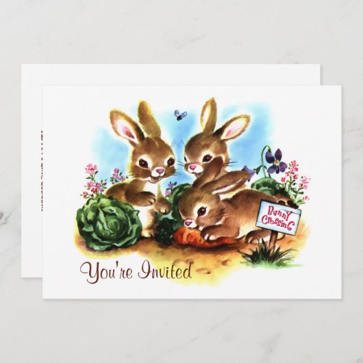 Häschen-Flecken Einladung (Vorne/Hinten)