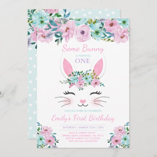 Häschen-Geburtstags-Einladung einiger Einladung (Vorne/Hinten)