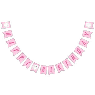 Häschen Geburtstagsfeier Rosa Wimpelkette