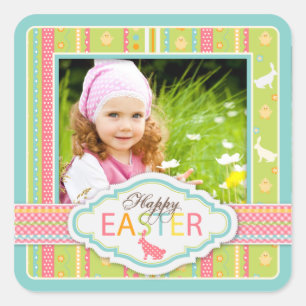 Häschen-HopfenFoto-Aufkleber S Quadratischer Aufkleber