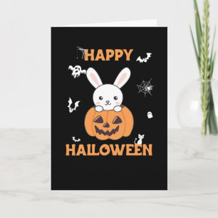 Häschen im Kürbis Süße Hasen Frohes Halloween Karte