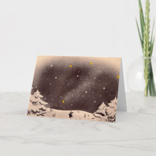 Häschen im Schnee: Vervollkommnen Sie für die Feiertagskarte