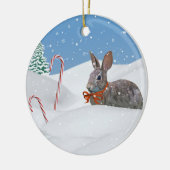 Häschen in der Schnee-Weihnachtsverzierung Keramik Ornament (Links)
