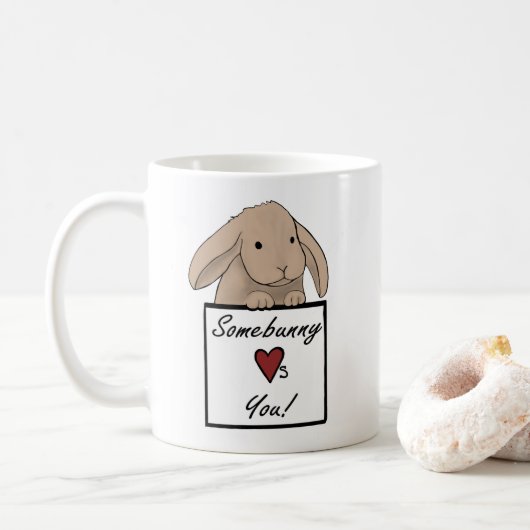 Häschen-Kaffee/Tee-Tasse - Somebunny Lieben Sie! Kaffeetasse (Mit Donut)