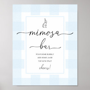 Häschen-Kaninchen Blau Gingham Mimosa Bar Schild
