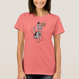 Häschen-Kitty-Sprung-T-Shirt T-Shirt