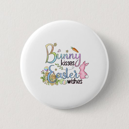 Häschen Küsse Osterwünsche Tee-Geschenk Button (Vorderseite)