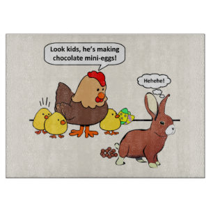 Häschen lässt Schokolade lustigen Cartoon kacken Schneidebrett