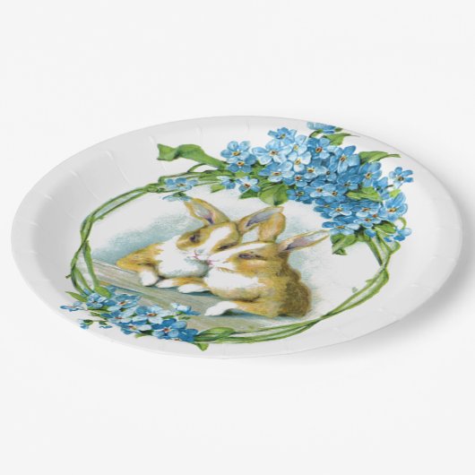 Häschen-Liebe Pappteller (Schrägansicht)