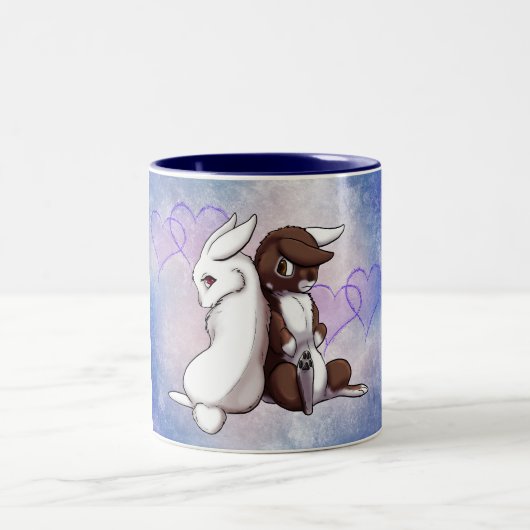Häschen-Liebe Zweifarbige Tasse (Mittel)