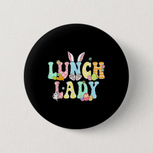 Häschen-Lunch-Lady Lustiges Ei Ostertag Floral Button