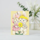 Häschen Mädchen+Junge Postkarte (Stehend Vorderseite)