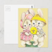Häschen Mädchen+Junge Postkarte (Vorne/Hinten)