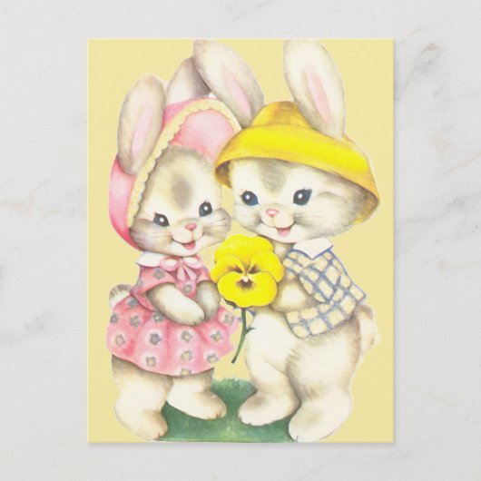 Häschen Mädchen+Junge Postkarte (Vorderseite)